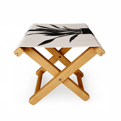 Alisa Galitsyna Black and White Snake Plant Folding Stool