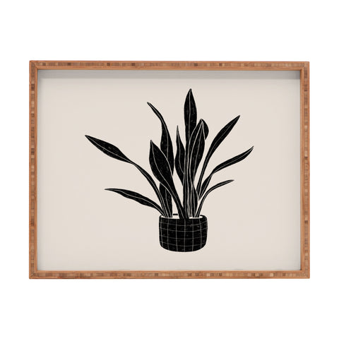 Alisa Galitsyna Black and White Snake Plant Rectangular Tray