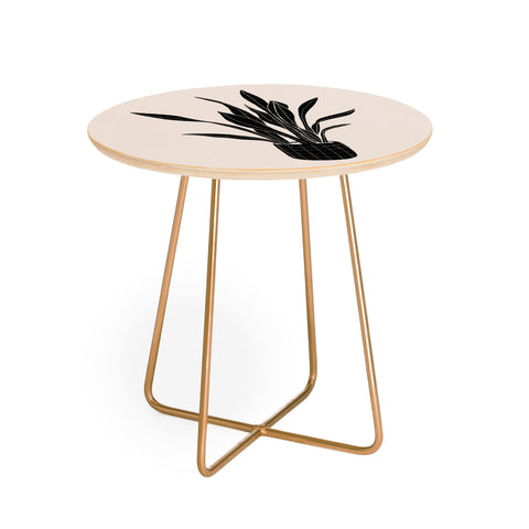 Alisa Galitsyna Black and White Snake Plant Round Side Table