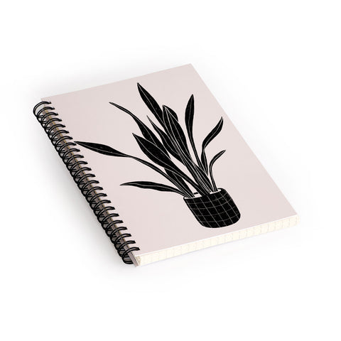 Alisa Galitsyna Black and White Snake Plant Spiral Notebook