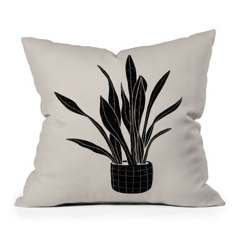 Alisa Galitsyna Black and White Snake Plant Throw Pillow