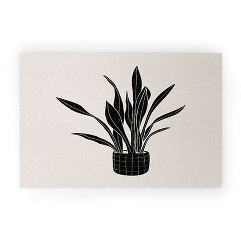 Alisa Galitsyna Black and White Snake Plant Welcome Mat