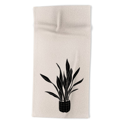 Alisa Galitsyna Black and White Snake Plant Beach Towel