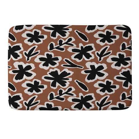 Alisa Galitsyna Black Florals 2 Memory Foam Bath Mat