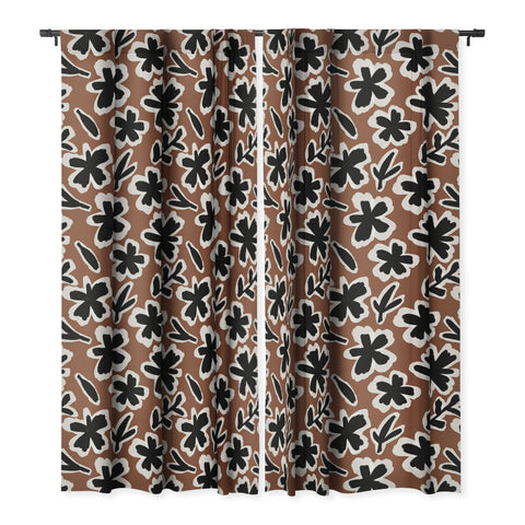 Alisa Galitsyna Black Florals 2 Blackout Window Curtain