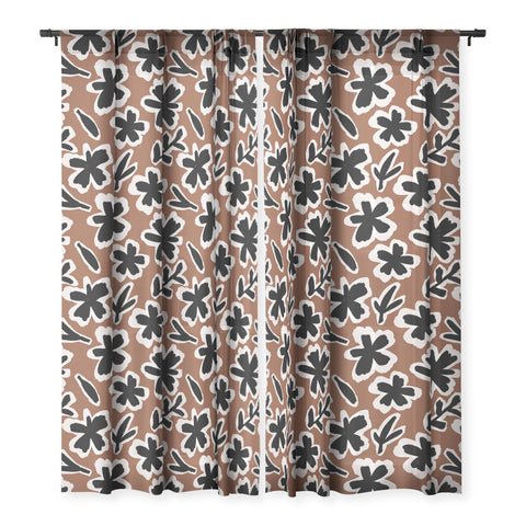 Alisa Galitsyna Black Florals 2 Sheer Window Curtain