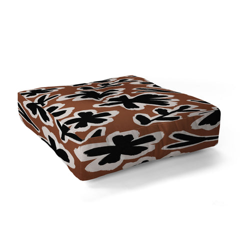 Alisa Galitsyna Black Florals 2 Floor Pillow Square