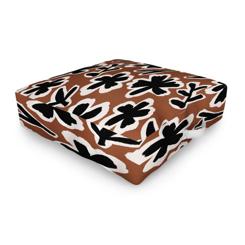 Alisa Galitsyna Black Florals 2 Outdoor Floor Cushion