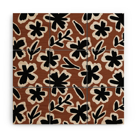 Alisa Galitsyna Black Florals 2 Wood Wall Mural