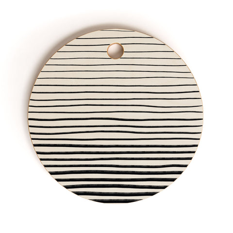 Alisa Galitsyna Black Horizontal Lines Cutting Board Round