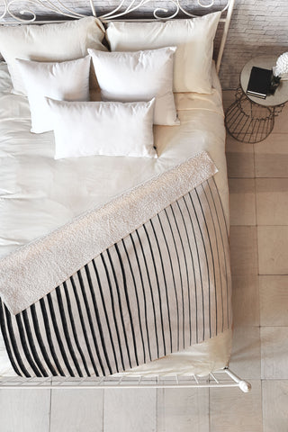 Alisa Galitsyna Black Horizontal Lines Fleece Throw Blanket