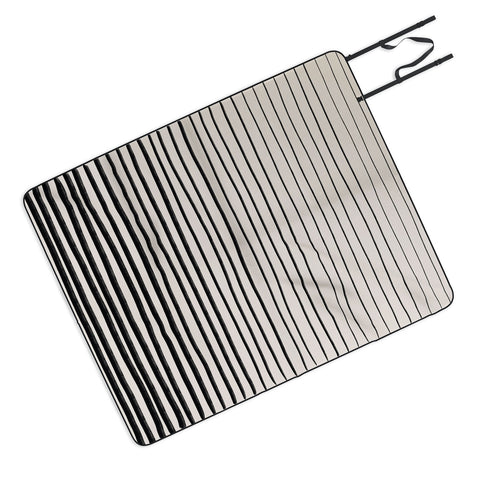 Alisa Galitsyna Black Horizontal Lines Picnic Blanket