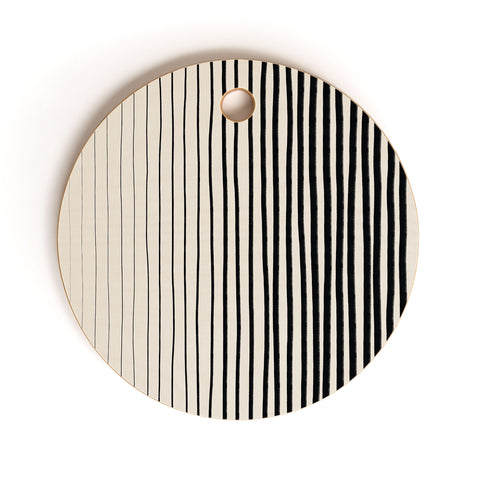 Alisa Galitsyna Black Vertical Lines Cutting Board Round