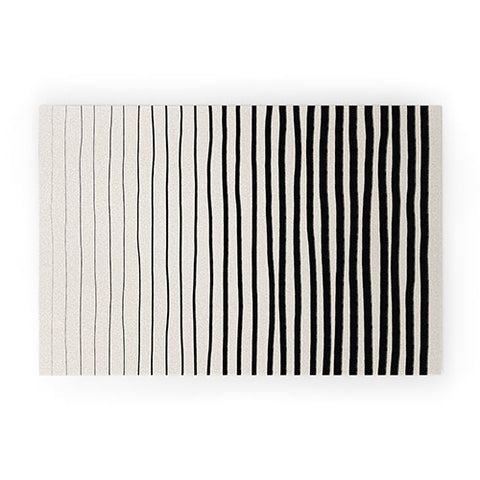 Alisa Galitsyna Black Vertical Lines Welcome Mat