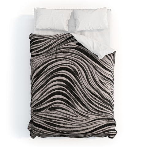 Alisa Galitsyna Black White Irregular Lines Comforter