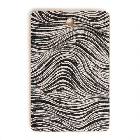 Alisa Galitsyna Black White Irregular Lines Cutting Board Rectangle