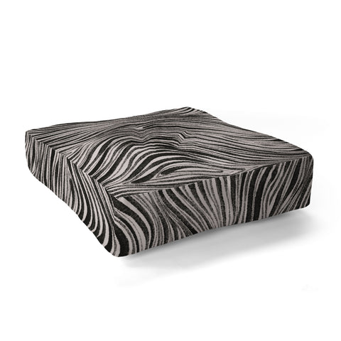 Alisa Galitsyna Black White Irregular Lines Floor Pillow Square
