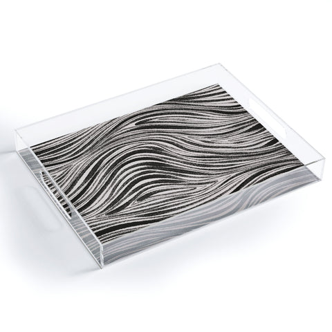 Alisa Galitsyna Black White Irregular Lines Acrylic Tray