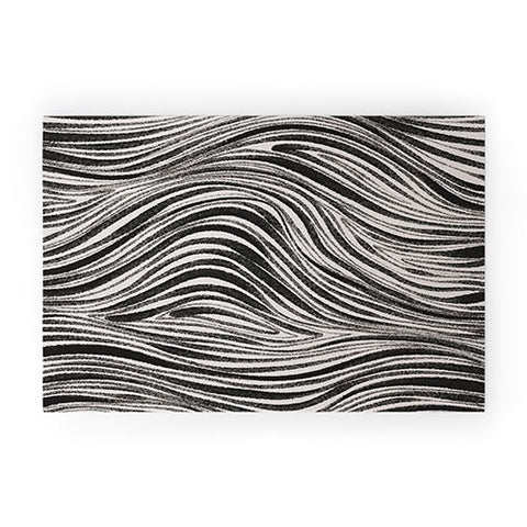 Alisa Galitsyna Black White Irregular Lines Welcome Mat
