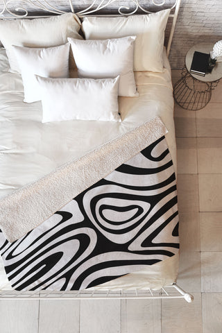 Alisa Galitsyna Black White Minimal Fleece Throw Blanket
