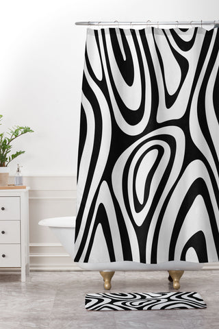 Alisa Galitsyna Black White Minimal Shower Curtain And Mat