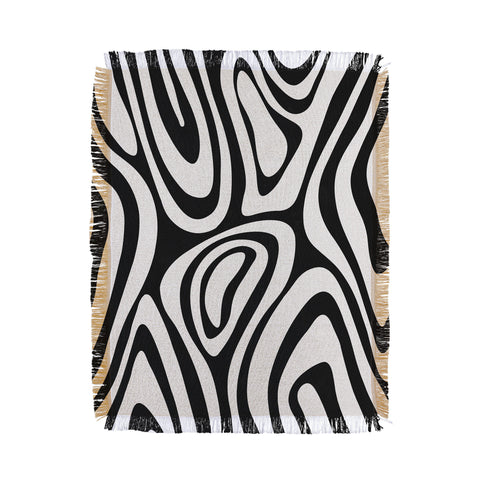 Alisa Galitsyna Black White Minimal Throw Blanket