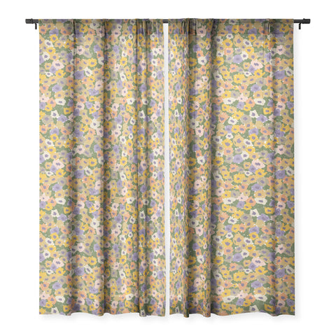 Alisa Galitsyna Blooming Garden Green Purple Sheer Non Repeat