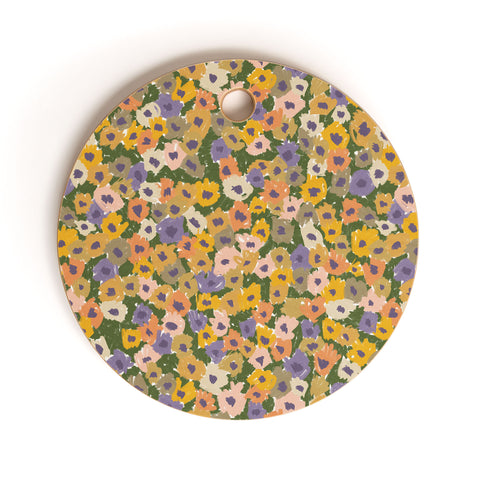 Alisa Galitsyna Blooming Garden Green Purple Cutting Board Round