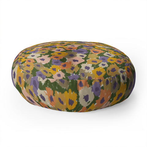 Alisa Galitsyna Blooming Garden Green Purple Floor Pillow Round