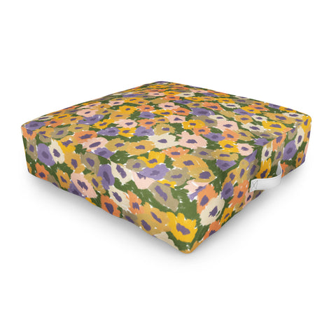 Alisa Galitsyna Blooming Garden Green Purple Outdoor Floor Cushion
