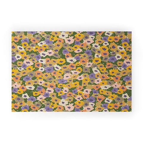 Alisa Galitsyna Blooming Garden Green Purple Welcome Mat