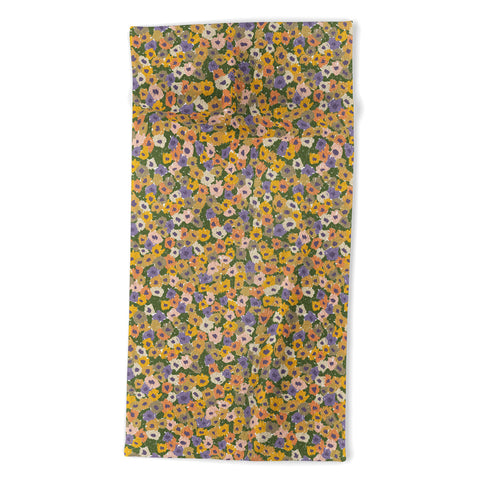 Alisa Galitsyna Blooming Garden Green Purple Beach Towel