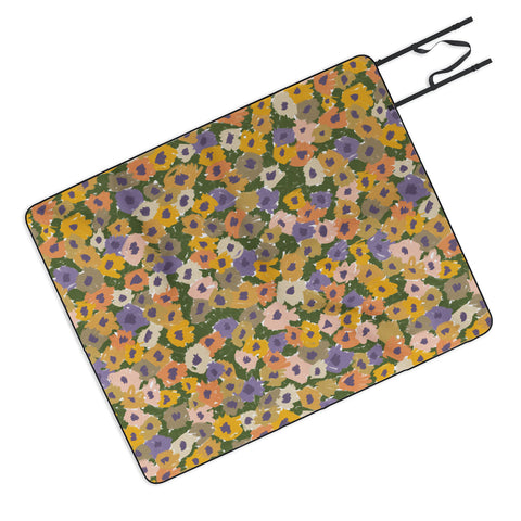 Alisa Galitsyna Blooming Garden Green Purple Picnic Blanket