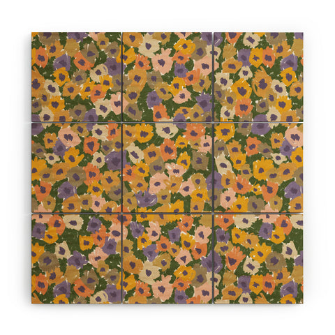 Alisa Galitsyna Blooming Garden Green Purple Wood Wall Mural