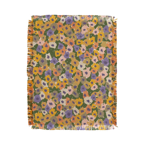 Alisa Galitsyna Blooming Garden Green Purple Throw Blanket