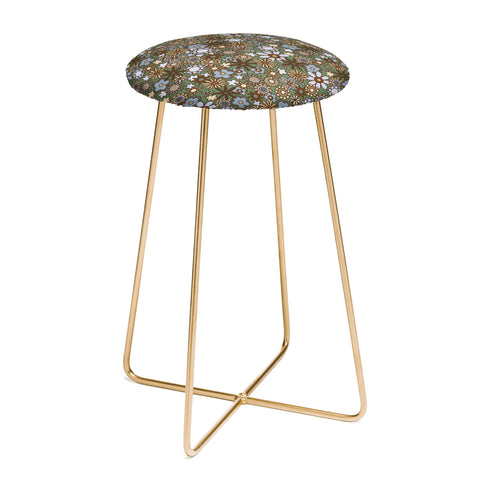 Alisa Galitsyna Blue and Brown Retro Bloom Counter Stool