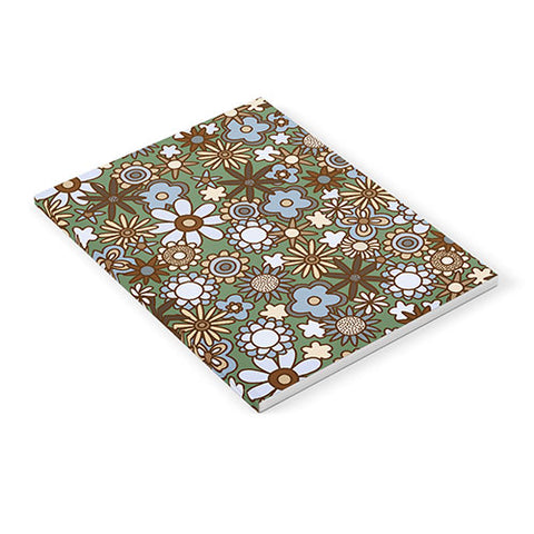Alisa Galitsyna Blue and Brown Retro Bloom Notebook