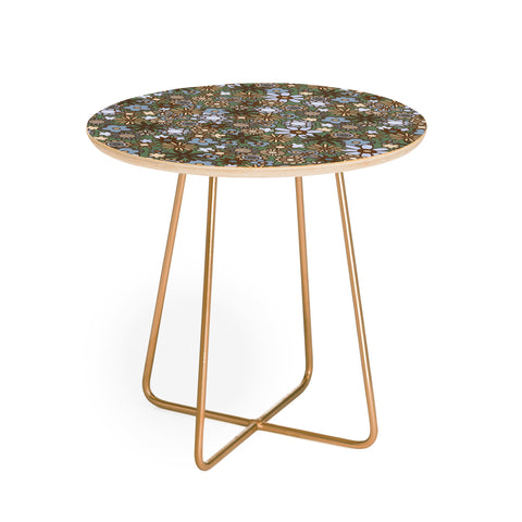 Alisa Galitsyna Blue and Brown Retro Bloom Round Side Table
