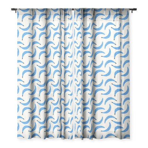 Alisa Galitsyna Blue Bananas Sheer Window Curtain