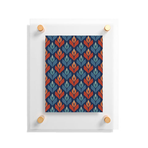Alisa Galitsyna Blue Red Retro Trefoil Patter Floating Acrylic Print