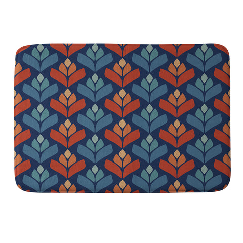 Alisa Galitsyna Blue Red Retro Trefoil Patter Memory Foam Bath Mat