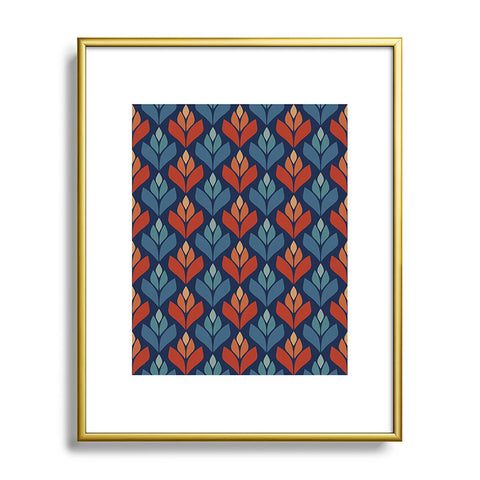 Alisa Galitsyna Blue Red Retro Trefoil Patter Metal Framed Art Print