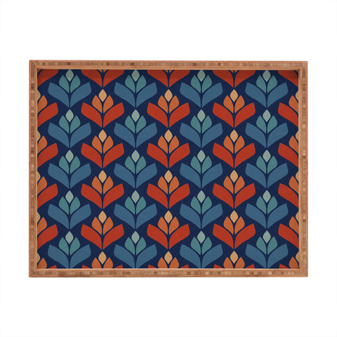 Alisa Galitsyna Blue Red Retro Trefoil Patter Rectangular Tray