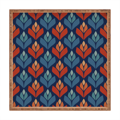 Alisa Galitsyna Blue Red Retro Trefoil Patter Square Tray