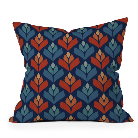 Alisa Galitsyna Blue Red Retro Trefoil Patter Throw Pillow