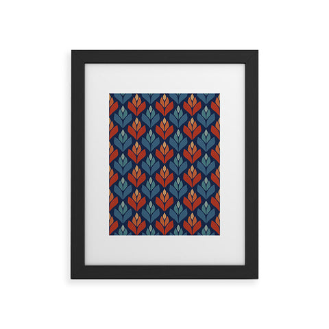 Alisa Galitsyna Blue Red Retro Trefoil Patter Framed Art Print
