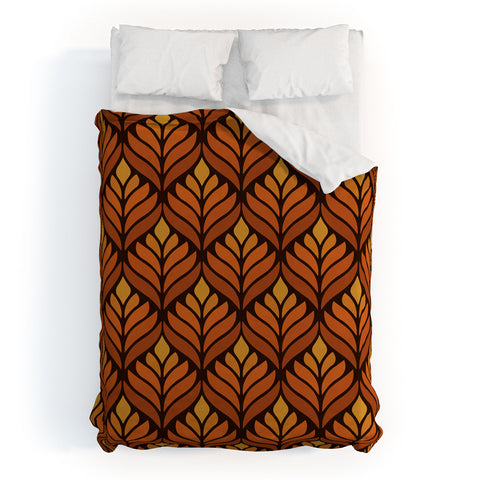 Alisa Galitsyna Brown Retro Flower Pattern Duvet Cover