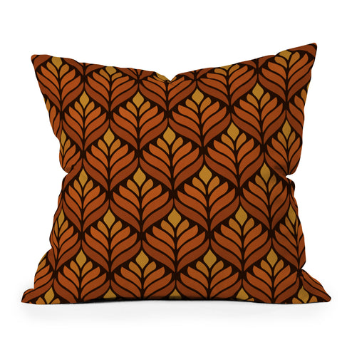 Alisa Galitsyna Brown Retro Flower Pattern Throw Pillow