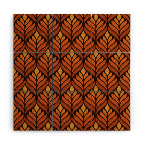 Alisa Galitsyna Brown Retro Flower Pattern Wood Wall Mural