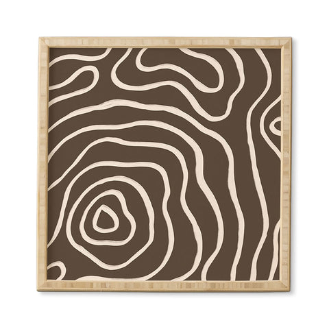Alisa Galitsyna Brown Topographic Map Framed Wall Art